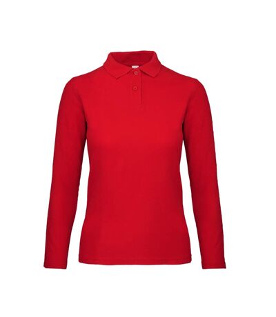 B&C ID.001 Womens/Ladies Long Sleeve Polo (Crimson) - UTBC3944