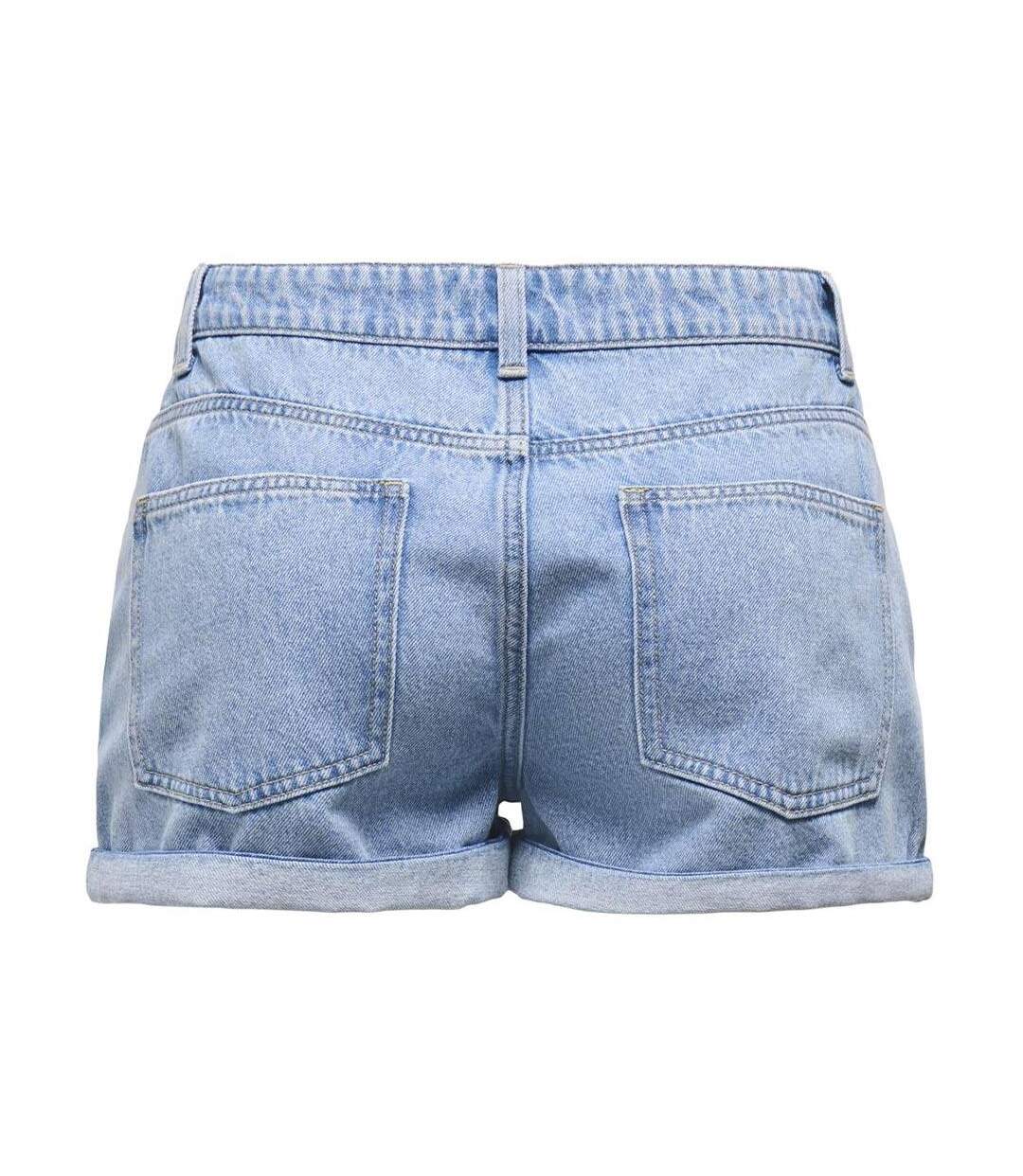 Short en jean bleu femme only fold up-2
