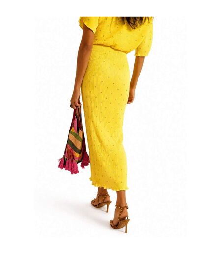Womens/ladies Tilly Plisse Mini Dress Yellow Never Fully Dressed