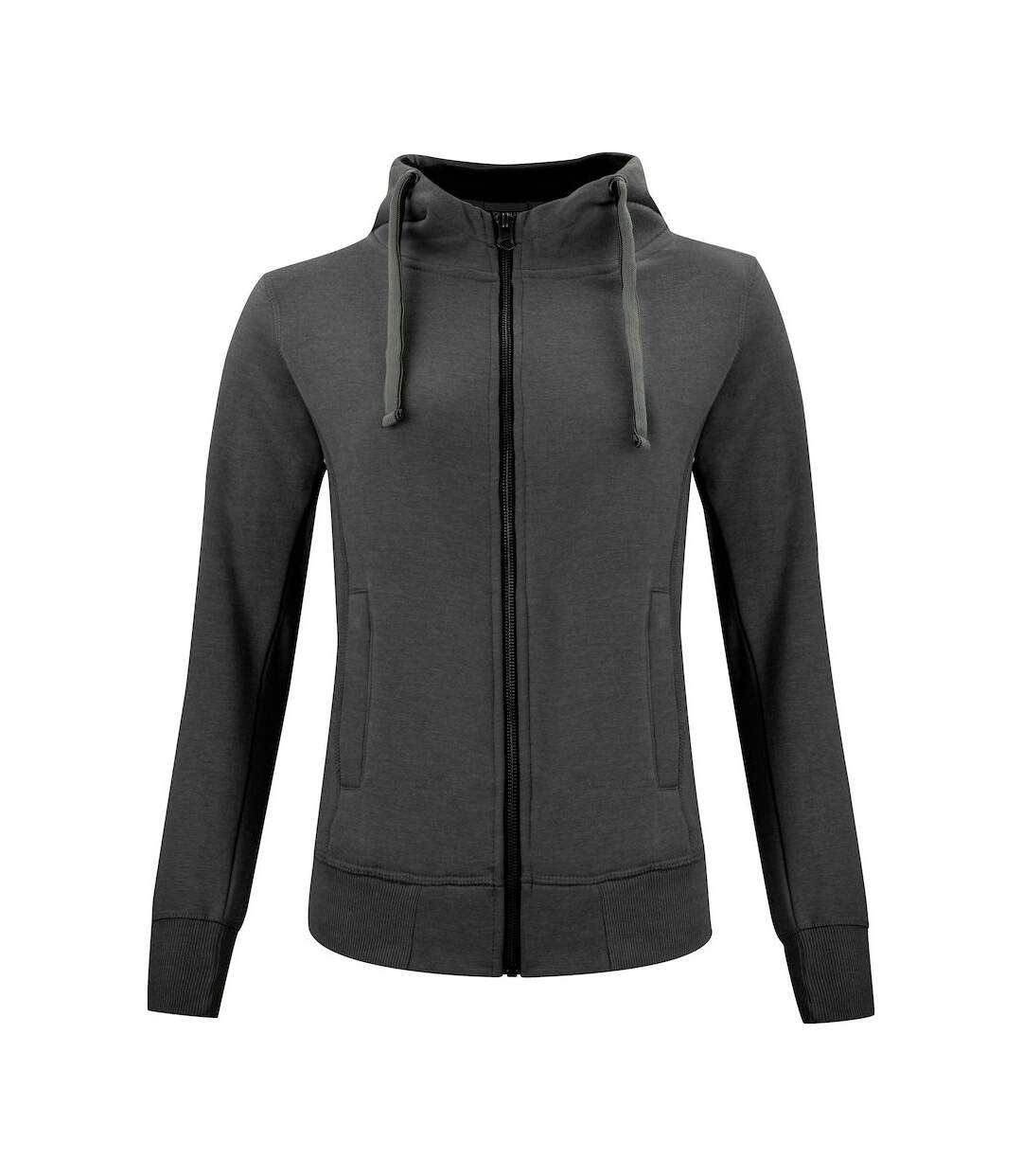 Womens/ladies classic melange full zip hoodie anthracite Clique-1