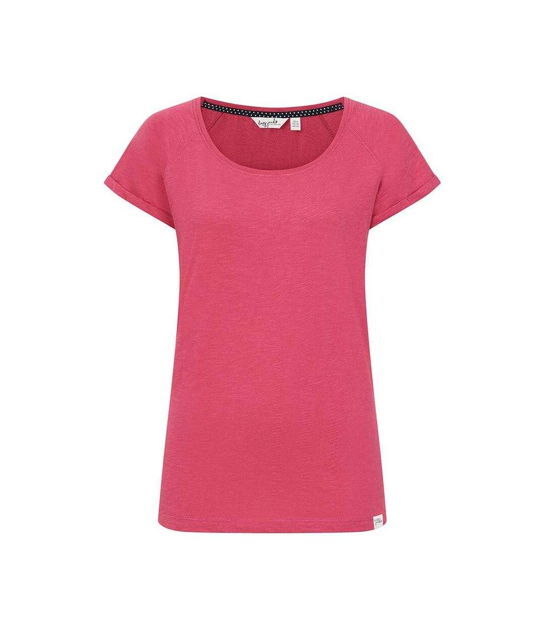 T-shirt Manches Roulées Motif/style Uni Femme Cerise Lazy Jacks-1