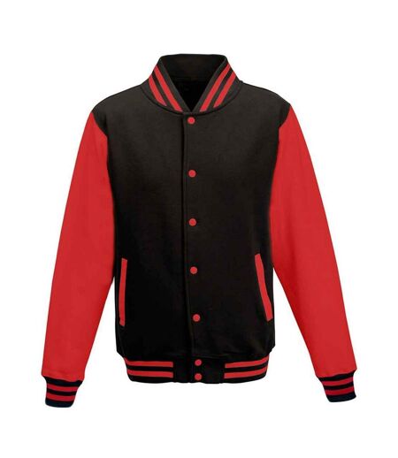 Blouson D'université Adulte Noir Vif Rouge Feu Awdis