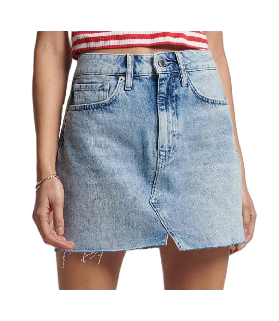 Jupe en jean bleu clair femme superdry mini skirt-1