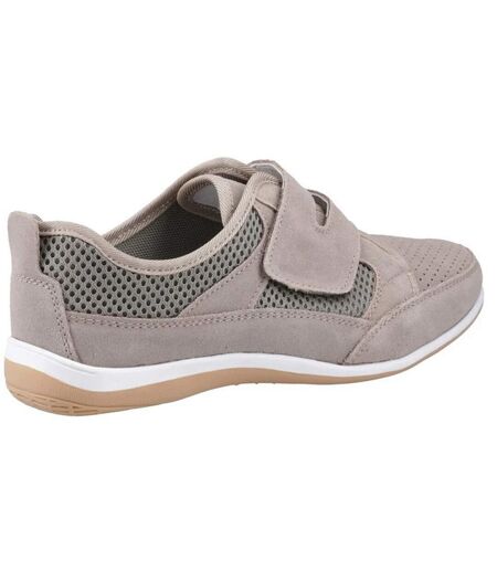 Womens/ladies Pamela Leather Trainers Taupe Fleet & Foster