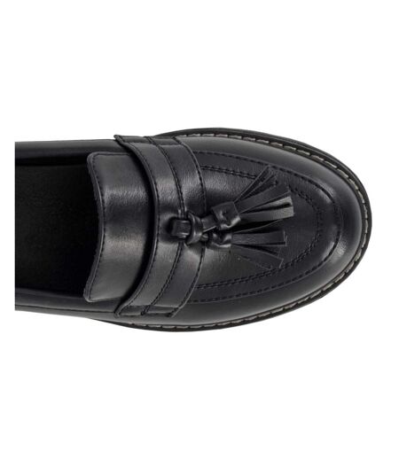 Womens/ladies Tassel Loafers Black Boulevard