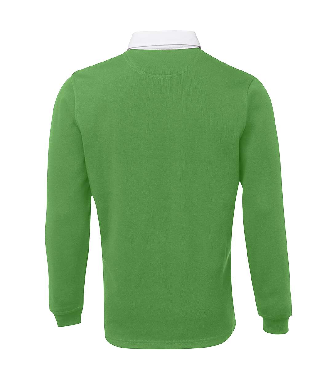 Polo de rugby à manches longues 100% coton homme vert vif/blanc Front Row-2