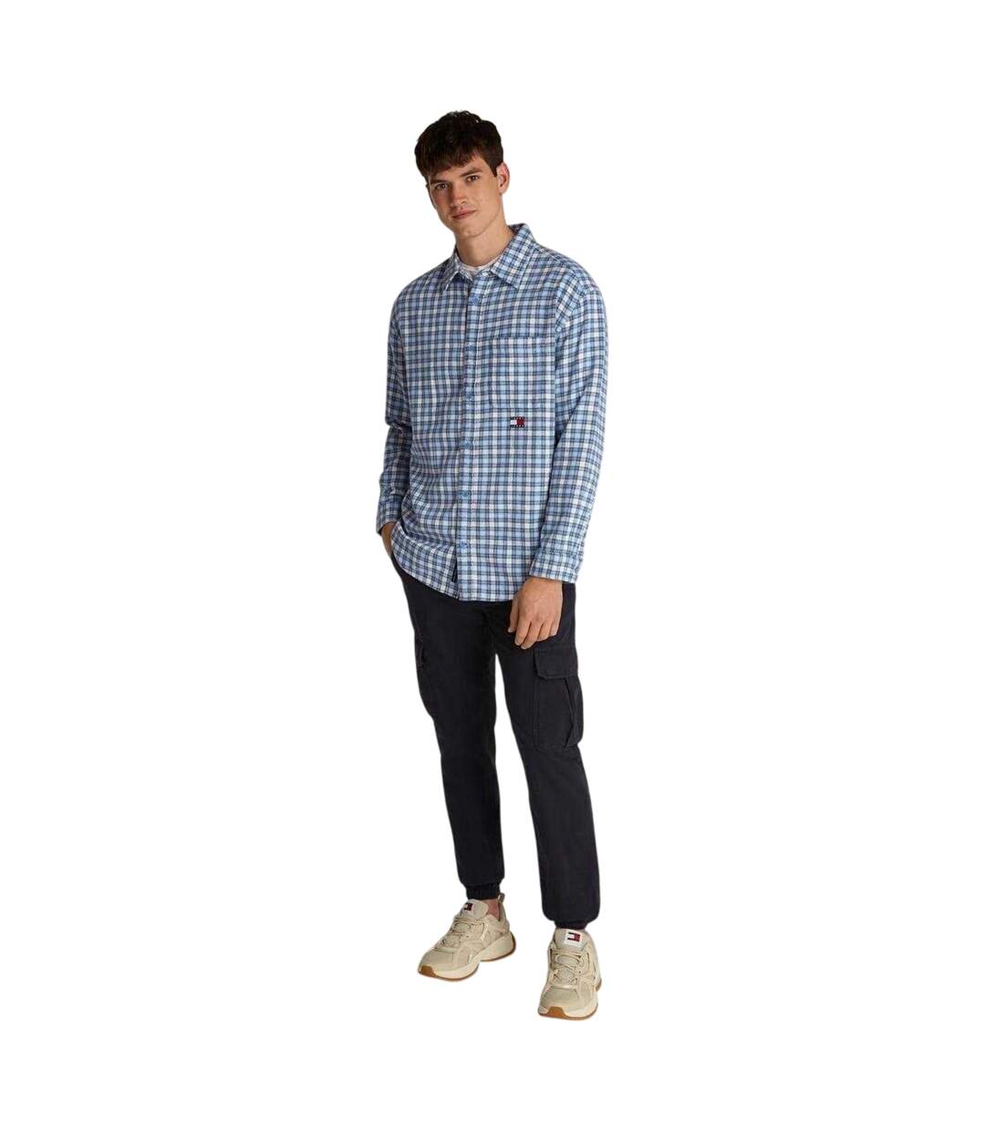 Mens Badge Flannel Pocket Shirt Blue Tommy Jeans-4