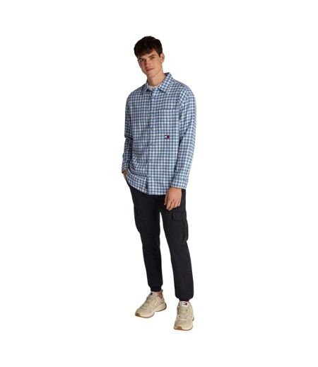 Mens Badge Flannel Pocket Shirt Blue Tommy Jeans