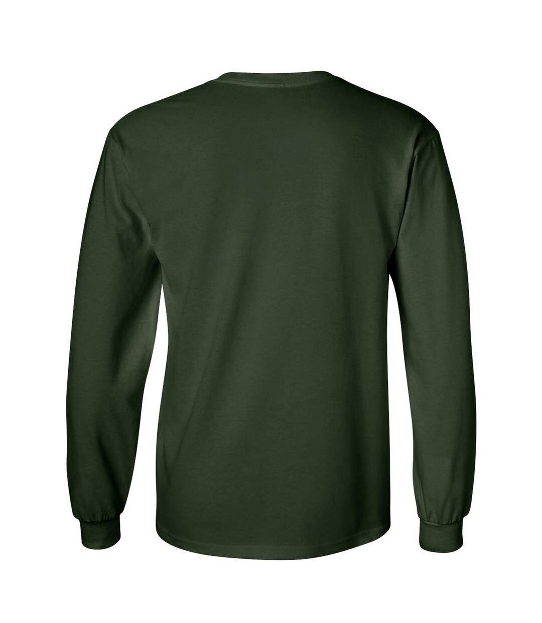 Gildan Mens Plain Crew Neck Ultra Cotton Long Sleeve T-Shirt (Forest Green)