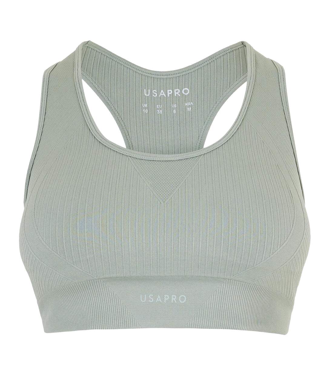 Brassière De Sport Motif/style Côtelé Femme Vert De Gris USA-2