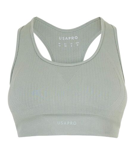 Brassière De Sport Motif/style Côtelé Femme Vert De Gris USA