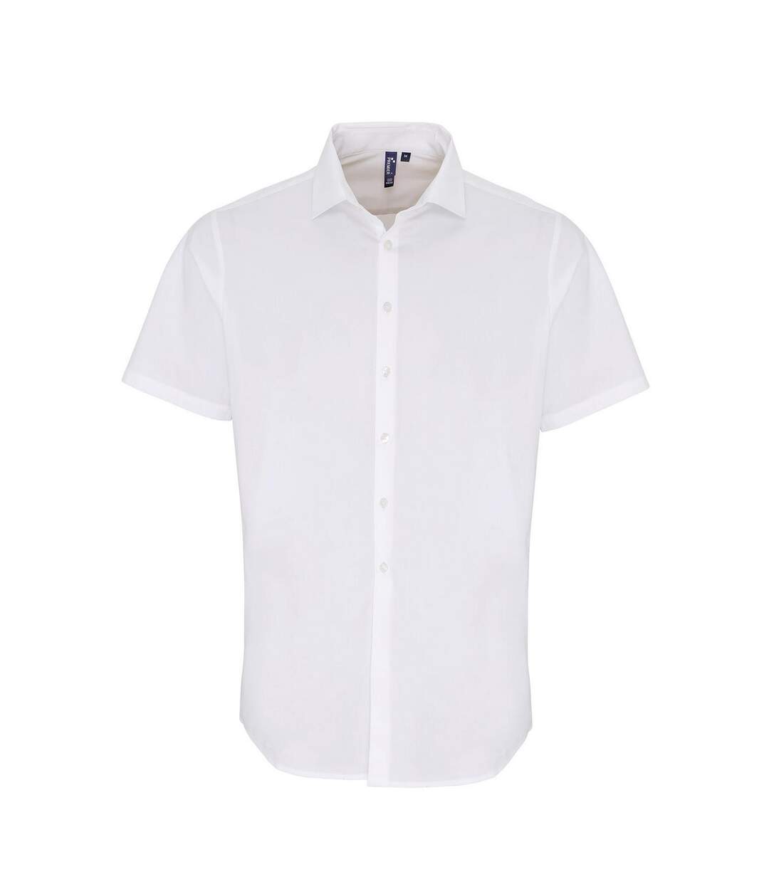 Mens Poplin Stretch Short-sleeved Shirt White Premier-1