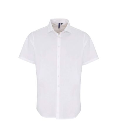 Mens Poplin Stretch Short-sleeved Shirt White Premier