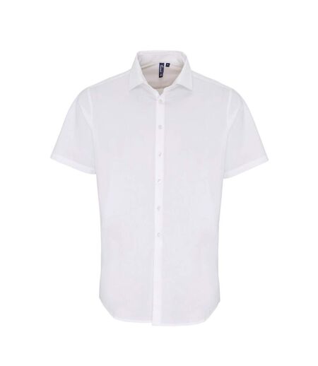 Mens Poplin Stretch Short-sleeved Shirt White Premier