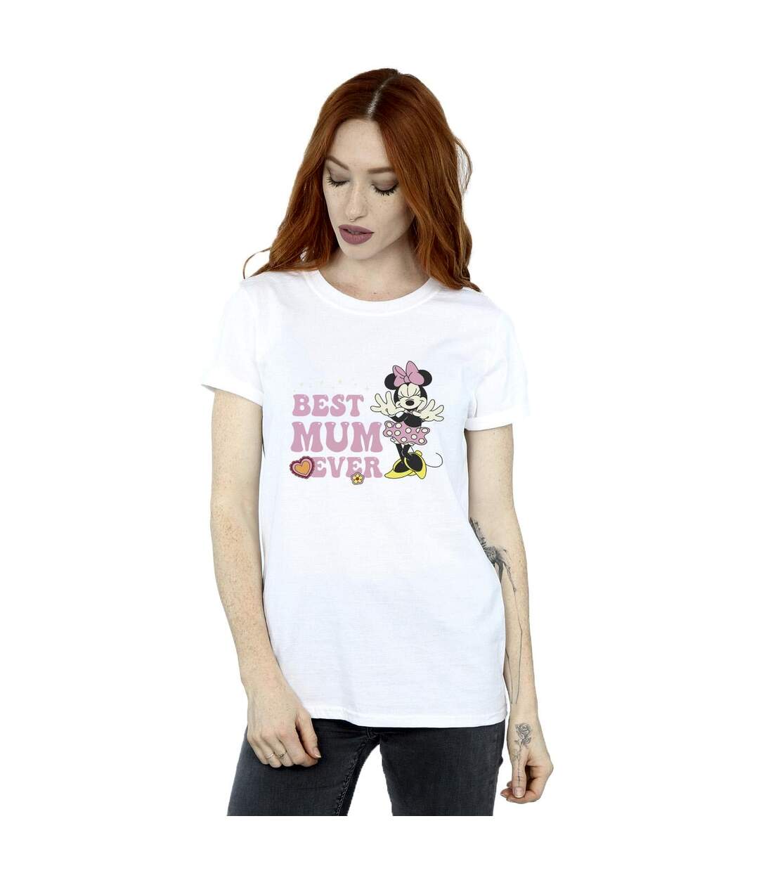 Disney T-shirt en coton Best Mum Ever pour dames et demoiselles (Blanc) - UTBI38860-2