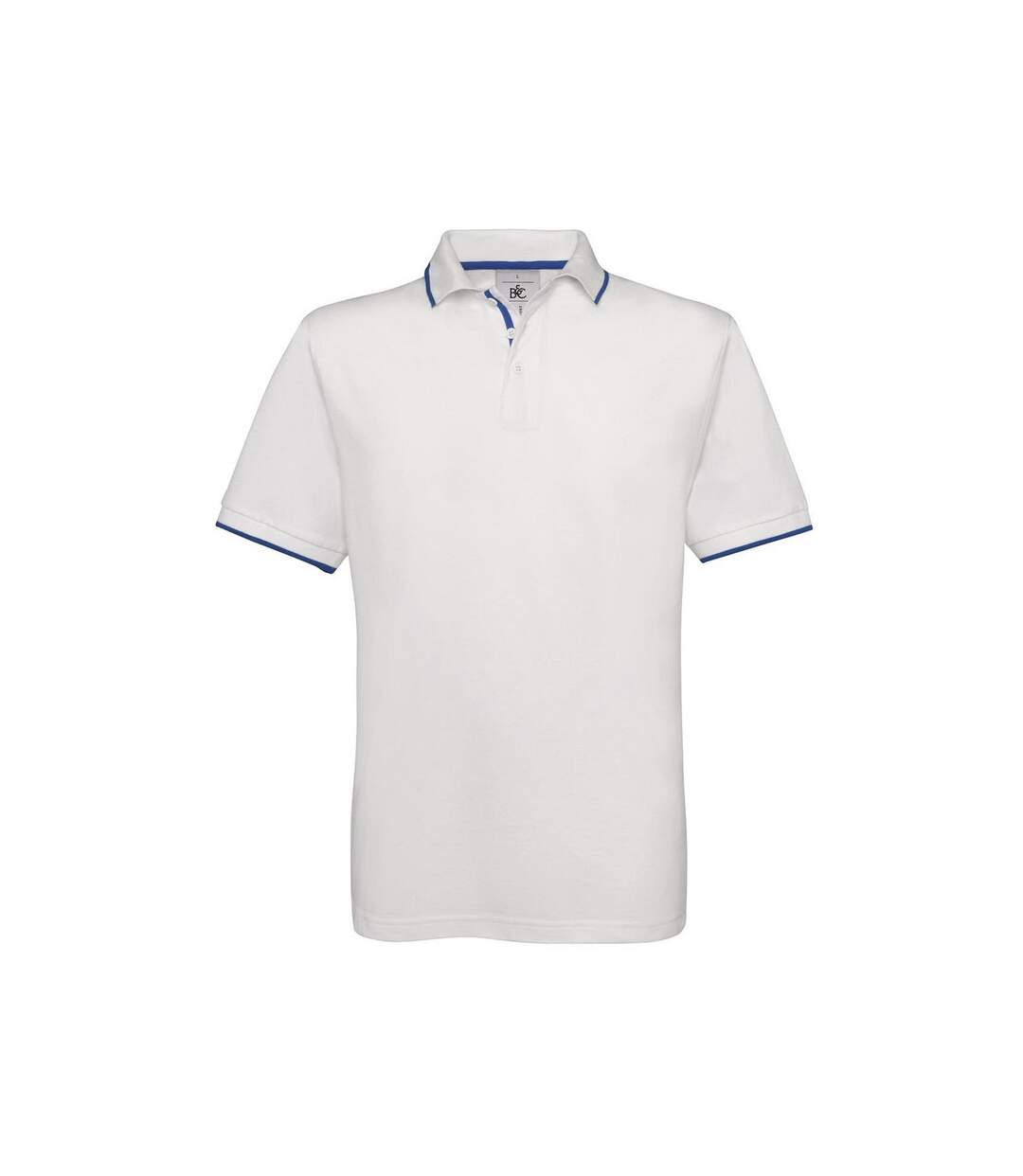 Polo sport à manches courtes homme blanc/bleu roi B&C Safran-1