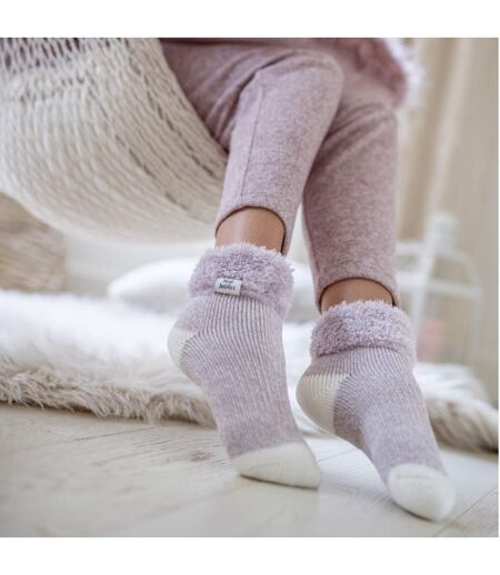 Ladies Ribbed Cuff Thermal Bed Socks for Lounging Around