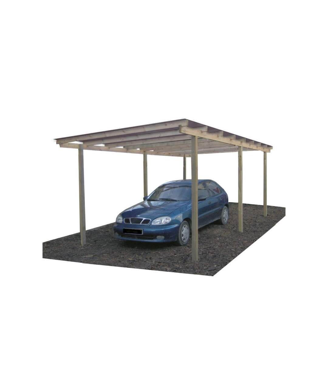 Carport en bois et panneaux ondulés 3x5 m Budget