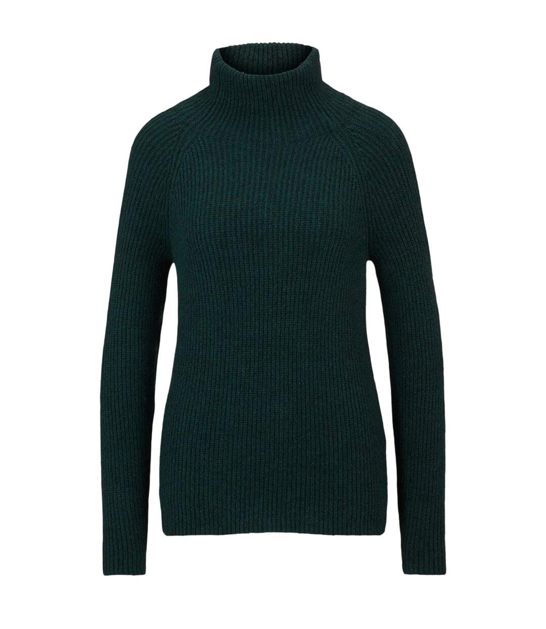 Womens/ladies Rib Knit Regular Raglan Pullover Dark Green Boss-1