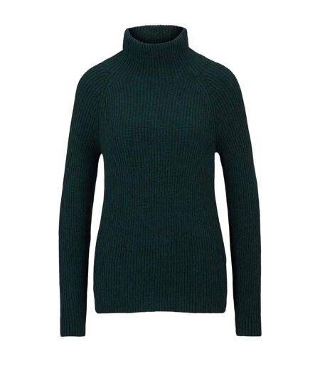 Womens/ladies Rib Knit Regular Raglan Pullover Dark Green Boss