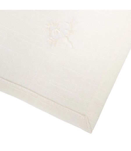 Lot de 4 Serviettes de Table Brodé Joy 40x40cm Blanc