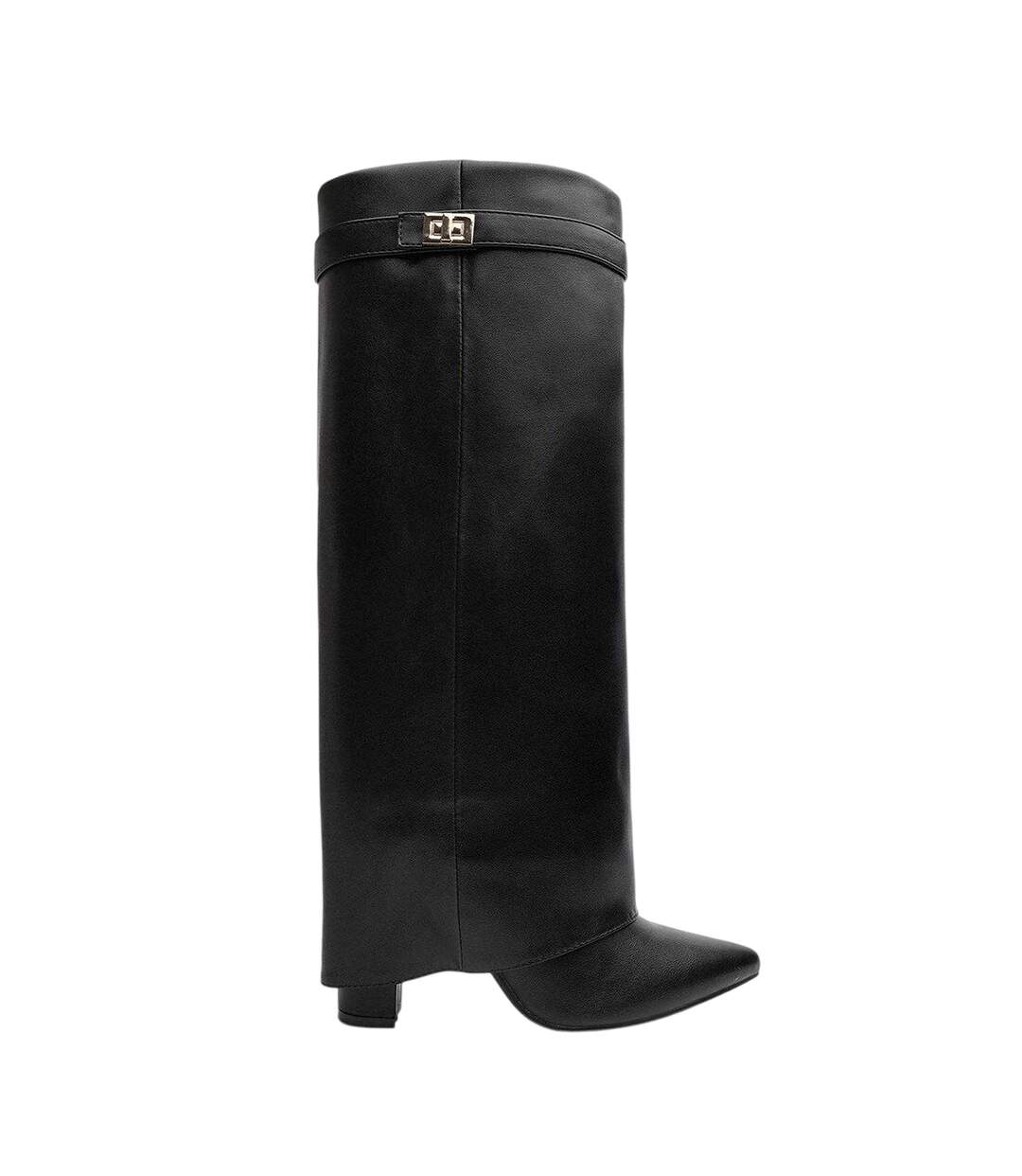 Womens/ladies Nareva Fold Over Knee-high Boots Black Where's That From-2