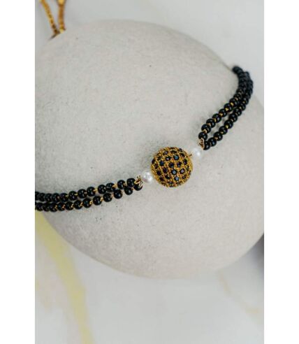 Indian Gold Plated Black Bead Everyday Mangalsutra Minimalist Nazaria Bracelet