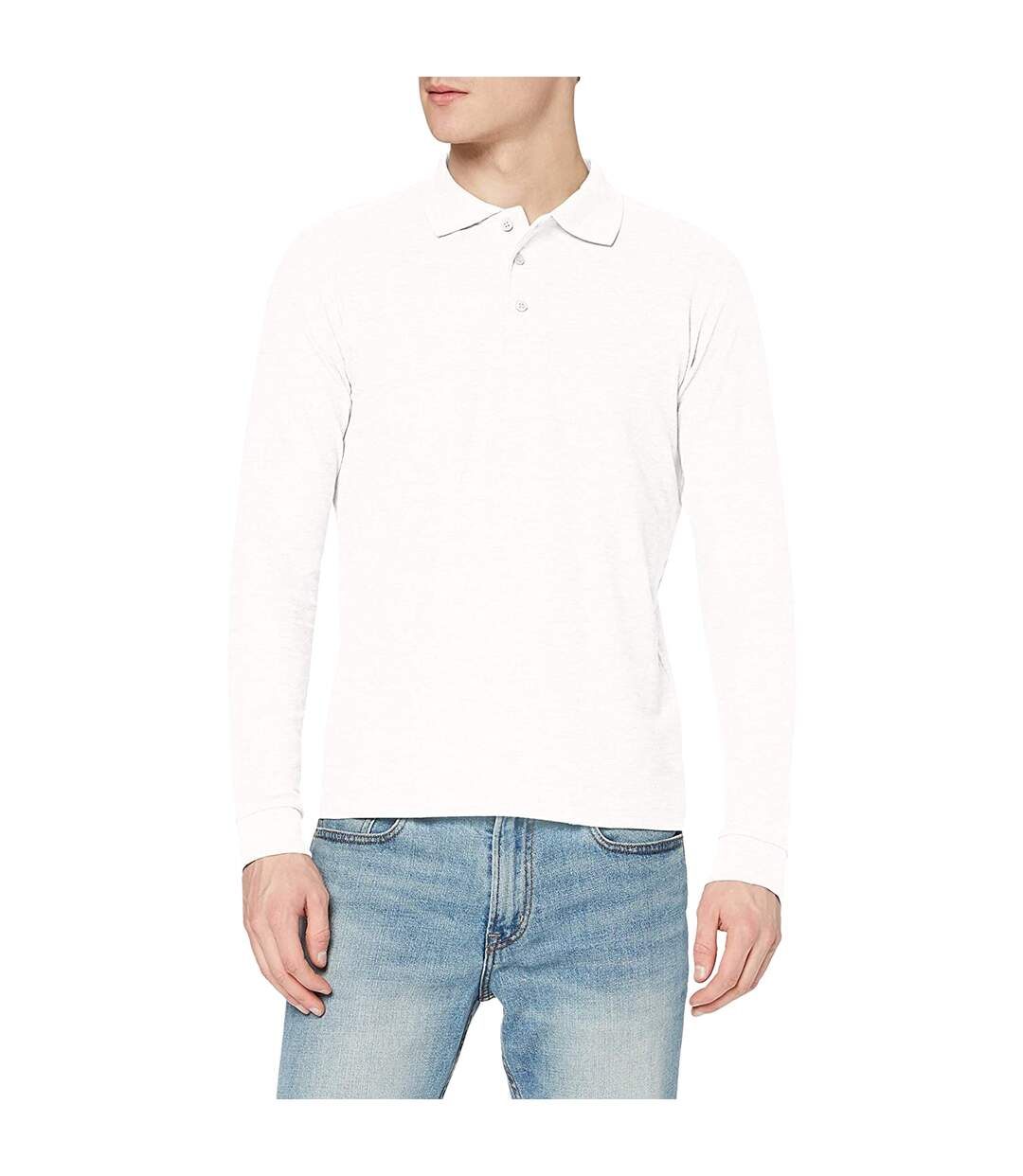 Polo manches longues homme blanc Stedman-3