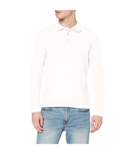 Polo manches longues homme blanc Stedman