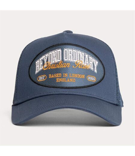 Embroidered Patch Trucker Cap Navy Christian Rose