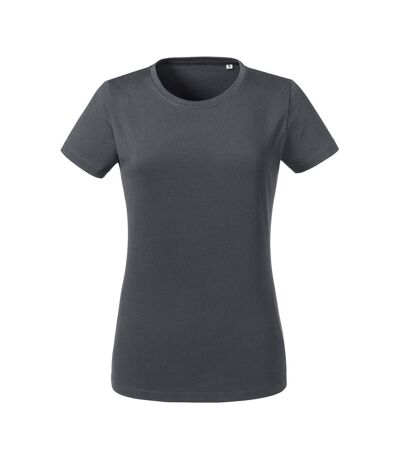 Womens/ladies heavyweight short-sleeved t-shirt aluminium grey Russell