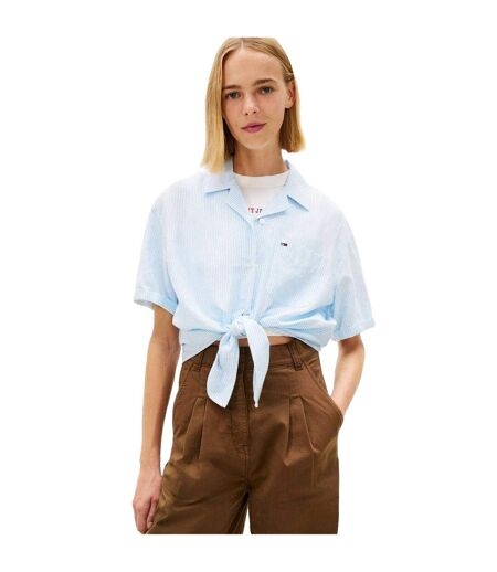 Chemise Manches Courtes Motif/style À Rayures Femme Bleu Poudré Tommy Jeans