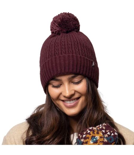 Ladies Winter Ribbed Thermal Cable Knit Beanie Pom Pom Hat