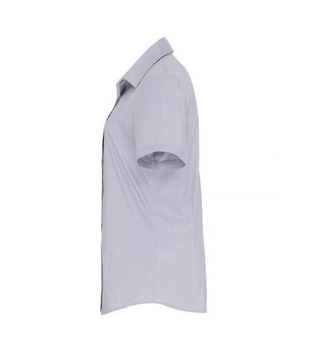 Premier Womens/Ladies Stretch Short-Sleeved Formal Shirt (Silver)