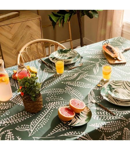 Nappe Antitache Imprimée Tropical 140x240cm Vert Olive