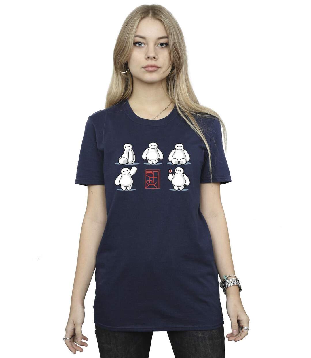 Disney - T-shirt BIG HERO BAYMAX MANY POSES - Femme (Bleu marine) - UTBI15585-2