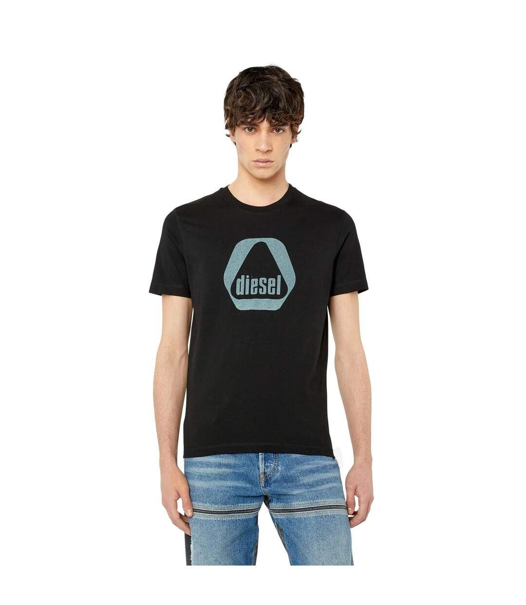 T-shirt Motif/style Logo Triangulaire Homme Noir Diesel-1