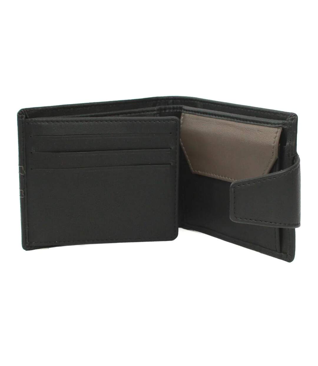 Unisex adult max tri-fold leather stitch detail wallet one size black/taupe Eastern Counties Leather