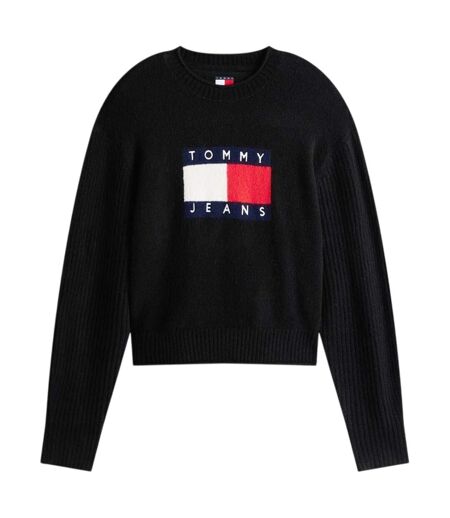 Womens/ladies Flag Jumper Black Tommy Jeans