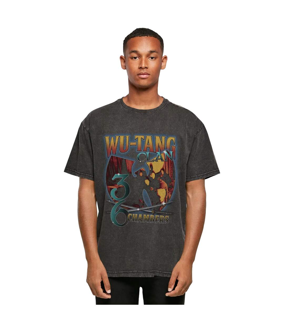 T-shirt Motif/style Clan Wu-tang Chambers Homme Noir Mister Tee-1