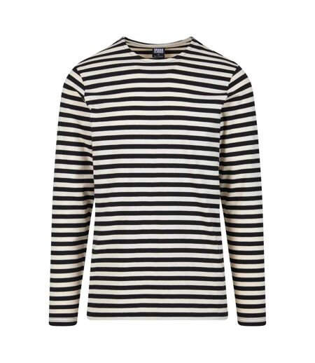 Mens Striped Regular Long-sleeved T-shirt White Sand Black Urban Classics