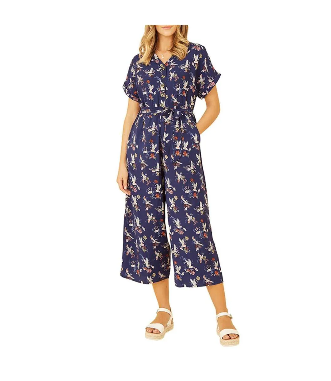 Womens/ladies Crane Jumpsuit Navy Yumi-3