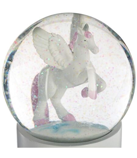 Boule à Neige en Verre Licorne 13cm Blanc
