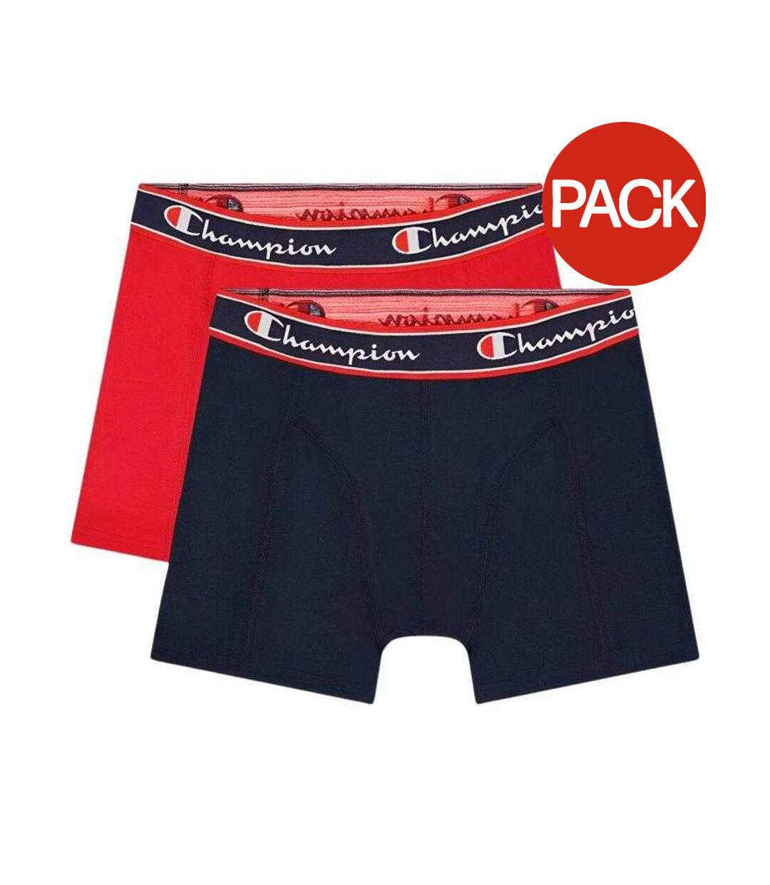 Pack Of 2  Mens Cotton Blend Boxer Shorts  Black Red Champion-1