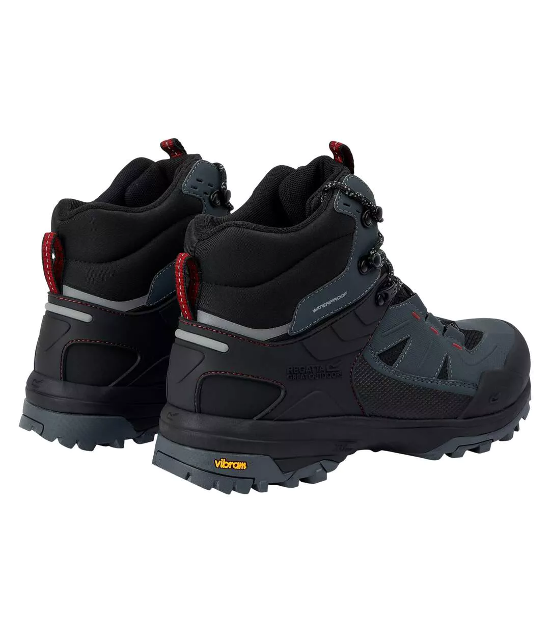 Chaussures De Marche Regen Homme Gris Foncé Rouge Regatta-2