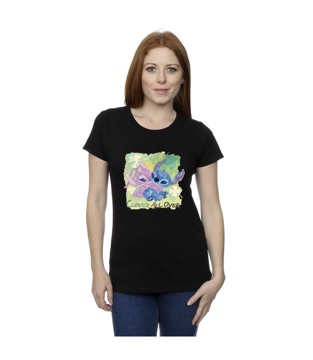 Disney Lilo And Stitch - T-shirt coton St Patrick's Day Clover - Femme/Ladies (Noir) - UTBI25739-2