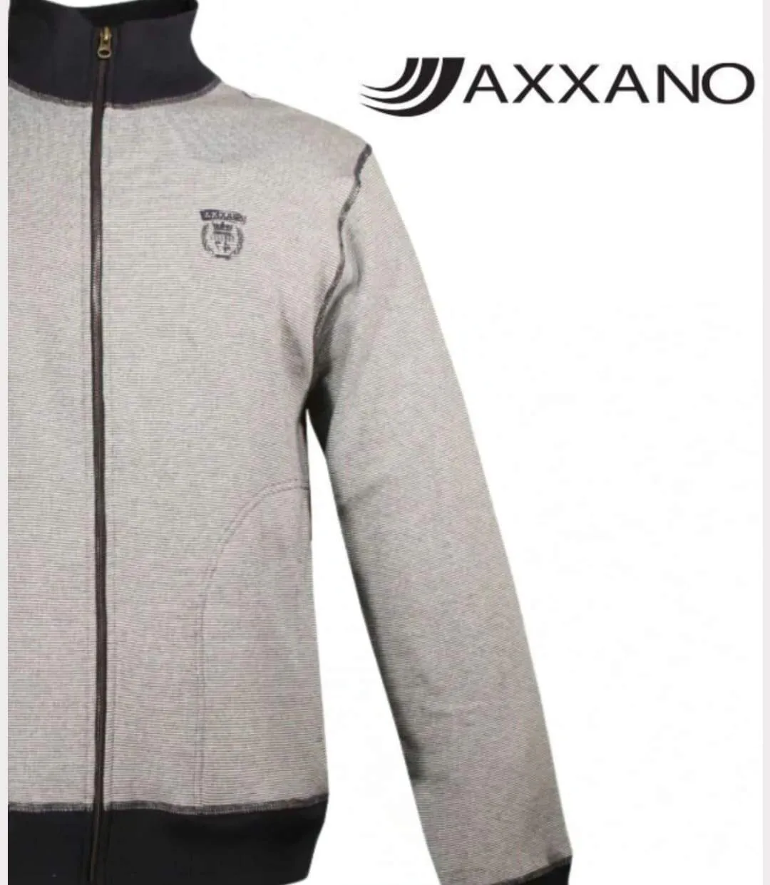 AXXANO AH1157M — Sweat col montant bleu marine : l'élégance texturée 100% coton-4