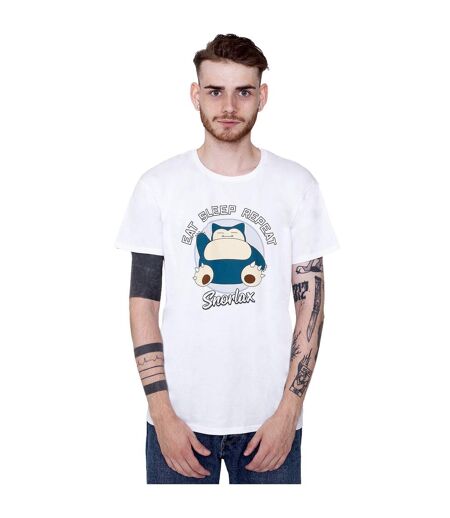 Pokemon Unisex Adult Eat Sleep Repeat Snorlax T-Shirt (White) - UTHE707