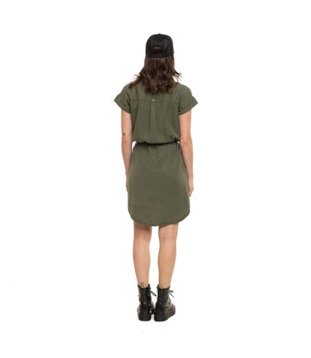Robe courte fluide en tencel avec print et patchs Chevron Vondutch