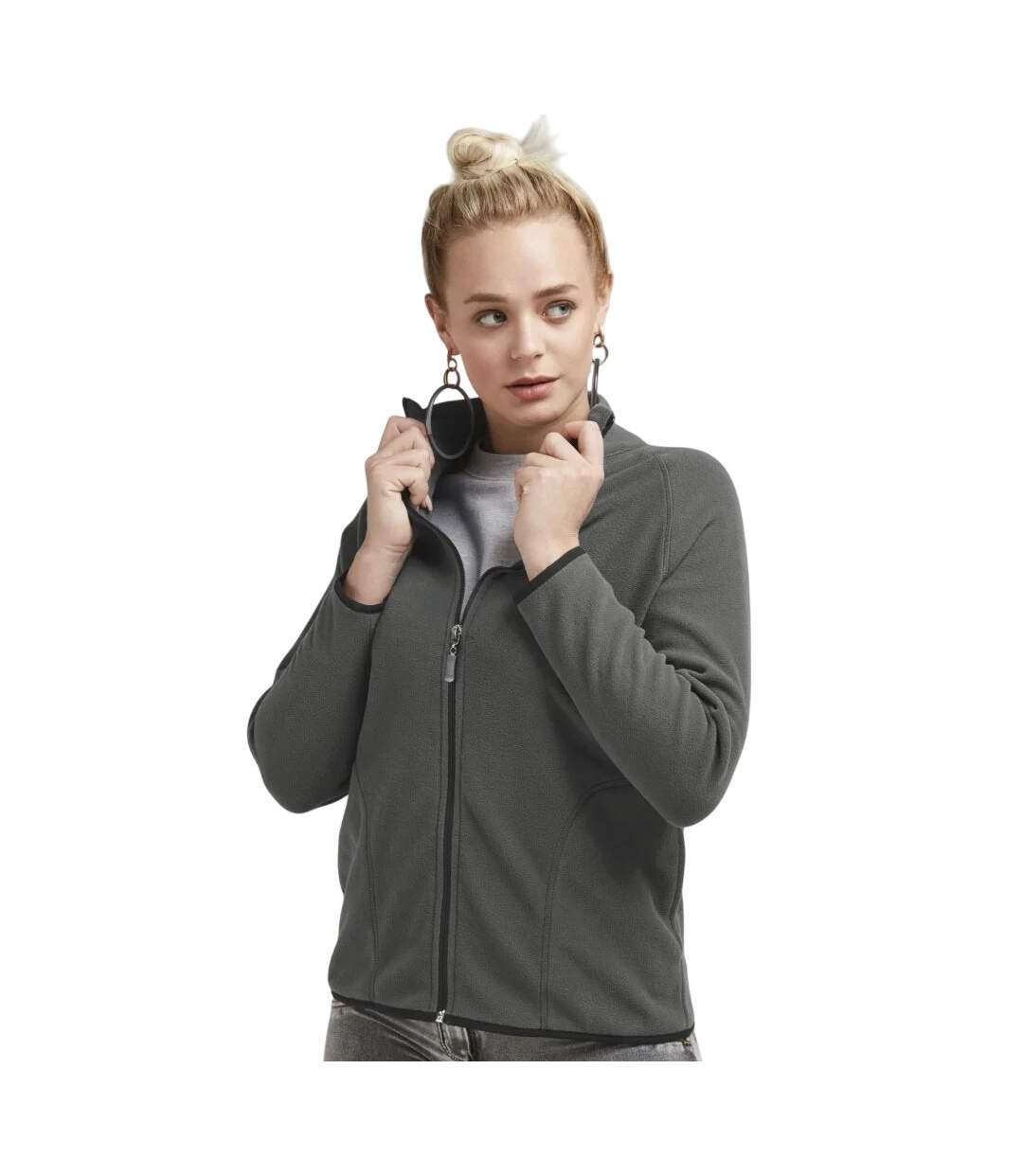 Veste Polaire Motif/style Zippé Femme Charbon Signature-1